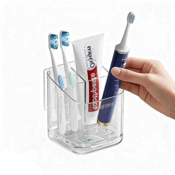 Januofit Toothbrush Holders for Bathrooms, 3 Slots Detachable Electric Toothbrush Holder Wall Mounted with Divider, Removable Tooth Brush and Toothpaste Holder Organizer for Bathroom/Kitchen/Office