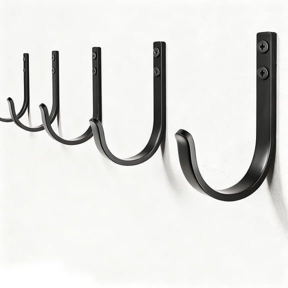 Januofit Wall Hooks for Hanging Towel/Coat - 22LB Screw in Metal Hanger Wall Mount, for Outdoor, Closet, Door, Bathrooms, for Backpack, Robe, Black 5 Pack