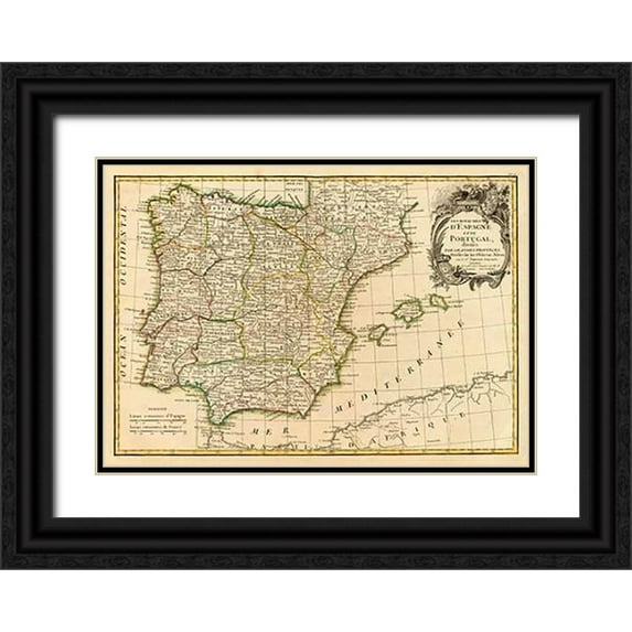 Janvier, Jean 14x11 Black Ornate Wood Framed with Double Matting Museum Art Print Titled - Espagne, Portugal, 1780