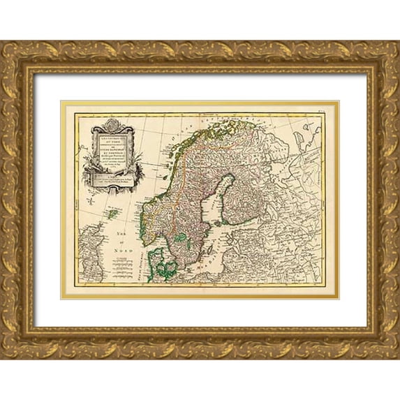 Janvier, Jean 18x14 Gold Ornate Wood Framed with Double Matting Museum Art Print Titled - Suede, Danemarck et Norwege, 1762