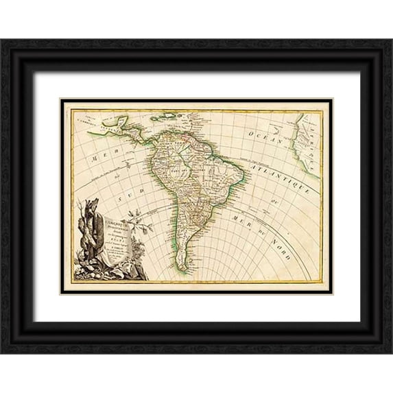 Janvier, Jean 24x18 Black Ornate Wood Framed with Double Matting Museum Art Print Titled - LAmerique Meridionale, 1782