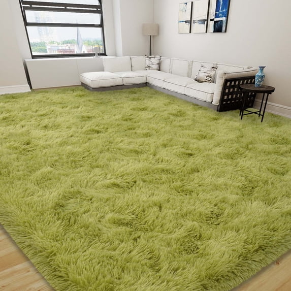 Janvonne 9x12 Fluffy Area Rugs Living Room, Large Plush Bedroom Carpet, Non-Slip Upgraded Indoor Thick Soft Rug, Modern Plush Carpet Suitable for Kids Home Decor Aesthetics Dorm, Red.
