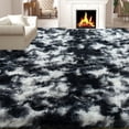 thumbnail image 1 of Janvonne 9x12 Fluffy Shag Area Rug, Ultra Soft Plush Fuzzy Shaggy Carpet for Living Room Bedroom, Non-Slip,Cozy Indoor Home Decor, Tie-dye Black and White, 1 of 8