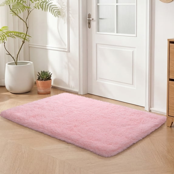 Janvonne Area Rugs for Doorway,2x3ft Non Skid Shaggy Carpets for Entrance hall, Entrance, Home Decor Aesthetics,Pink