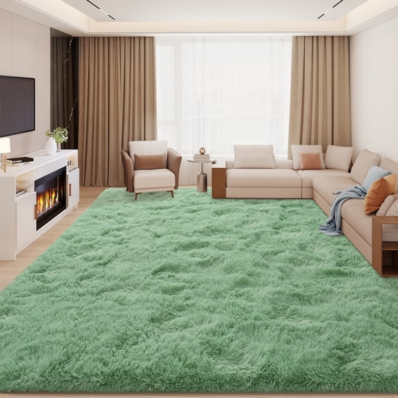 Janvonne Area Rugs for Living Room,8x10ft Soft Non Skid Easy-care Shaggy Carpets for Bedroom, Dorms,Children's Room,Home Decor Aesthetics,Mint Green