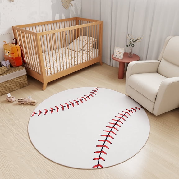 Janvonne Baseball Area Rug for Kids Bedroom, Playroom, Game Room, Baseball Fan Home Decor,Non-Slip Washable 47in
