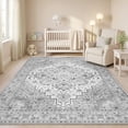 thumbnail image 1 of Janvonne Bohemian Area Rug, Boho Chic Distressed Oriental Carpet, Washable Non-Slip Vintage Floral Rug for Living Room Bedroom Nursery,Grey, 6'x9', 1 of 8