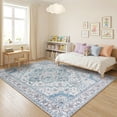thumbnail image 1 of Janvonne Bohemian Area Rug, Low-pile Washable Non-Slip Boho Carpet for Living Room Bedroom Nursery,Pet Friendly，Home Decoration,Blue Grey, 5'x7', 1 of 8