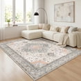 thumbnail image 1 of Janvonne Bohemian Grey-brown Area Rug, Washable Non-Slip Boho Carpet, Vintage Distressed Oriental Rug for Living Room Bedroom, 5'x7', 1 of 5