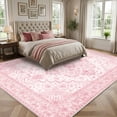 thumbnail image 1 of Janvonne Bohemian Pink Area Rug, Soft Low-Pile Washable Non-Slip Vintage Throw Rug for Living Room Bedroom Nursery, Stain Resistant Kid & Pet Friendly,6'x9', 1 of 6