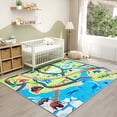 thumbnail image 1 of Janvonne Dinosaur World Road & Train Track Kids Play Rug - Interactive Educational Carpet, Non-Slip Washable Floor Mat for Nursery Playroom Bedroom, 4'x5', 1 of 9