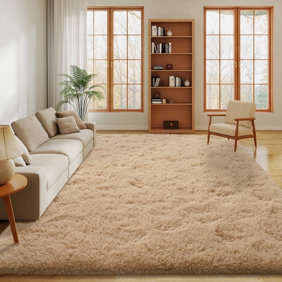 Janvonne Fluffy Area Rugs for Living Room,Bedroom,Dorms,6x9ft Soft Shaggy Sofa-side Carpet, Home Decor Aesthetic,Camel
