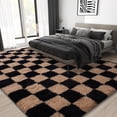 thumbnail image 1 of Janvonne Fluffy Checkered Area Rug for Living Room, 6x9ft Modern Soft Shag Plush Fuzzy Carpet for Bedroom Girls Boys Room Home Nursery Teens Dorm Decor,Black and camel, 1 of 8