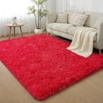 thumbnail image 1 of Janvonne Fluffy Red Area Rug for Bedroom Living Room Soft 4x6 Fuzzy Rugs Non-Shedding Indoor Plush Rug for Nursery Kids Room Dorm Room Home Decor, High Pile Shaggy Floor Carpets, 1 of 8