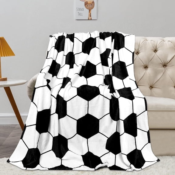 Janvonne Soccer Blanket,Double Sided plush Throw Blanket,Cozy Plush Blanket for Bed Sofa,Lightweight Breathable All Season Blanket for Kids Adults,Sports Fan Gift,Home Decor,40x50in