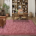 thumbnail image 1 of Janvonne Soft Fluffy Shaggy Area Rug, 5'x 7' Bean paste Pink Plush Fuzzy Carpet for Bedroom Living Room, Non-Slip Modern Indoor Shag Rug for Kids Room Nursery Home Decor, 1 of 8