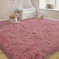 thumbnail image 1 of Janvonne Soft Fluffy Shaggy Area Rug, 9'x 12' Bean paste Pink Plush Fuzzy Carpet for Bedroom Living Room, Non-Slip Modern Indoor Shag Rug for Kids Room Nursery Home Decor, 1 of 8
