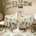 thumbnail image 1 of Janvonne Vintage Birds & Butterflies Round Tablecloth 60 Inch, Waterproof Spring Floral Bird Table Cover for Kitchen Dining, Patio and Home Decor, 1 of 6