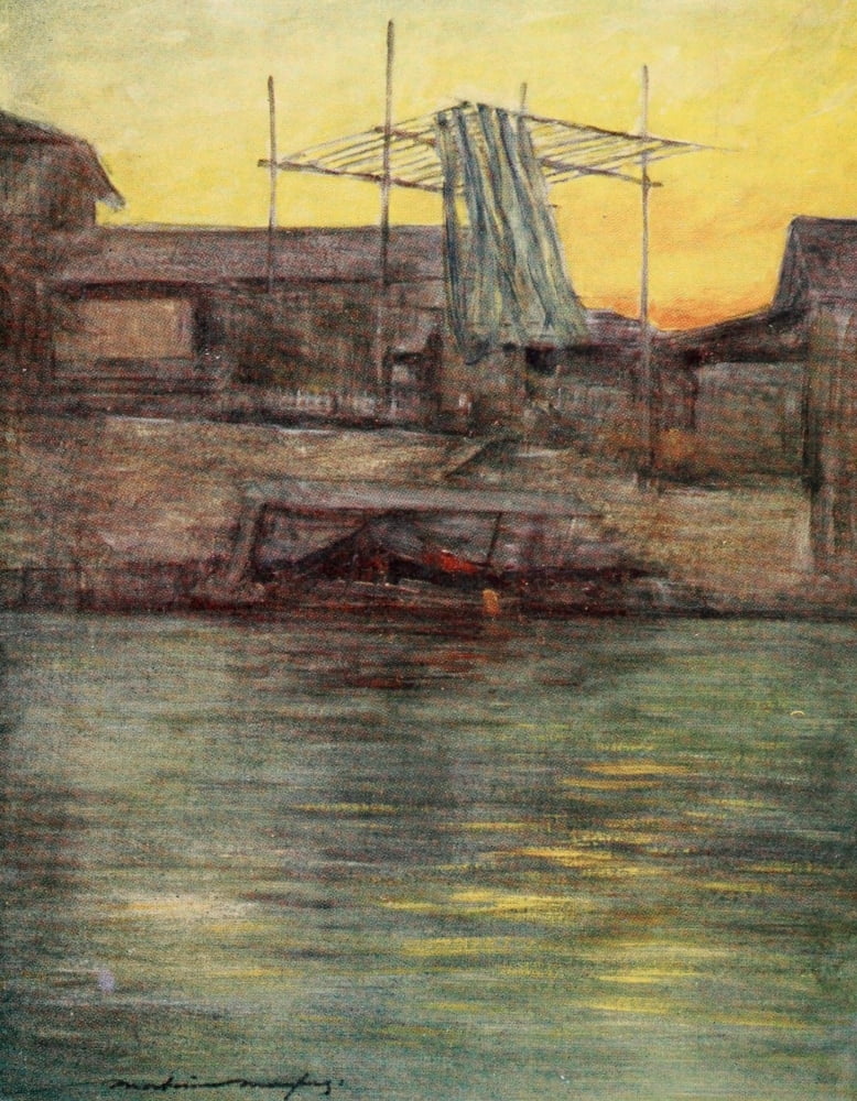 Japan 1901 A back-canal in Osaka Canvas Art - Mortimer Menpes (18 x 24)