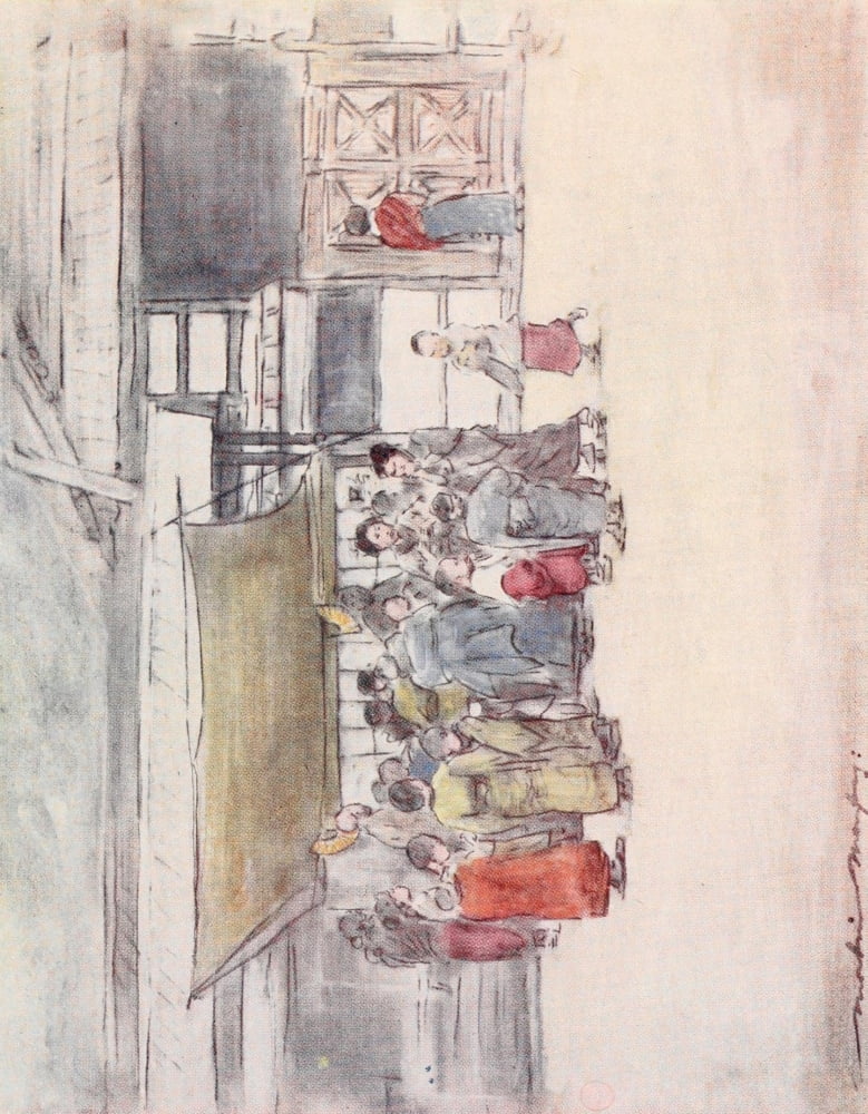 Japan 1901 A rush to the stall Canvas Art - Mortimer Menpes (18 x 24)