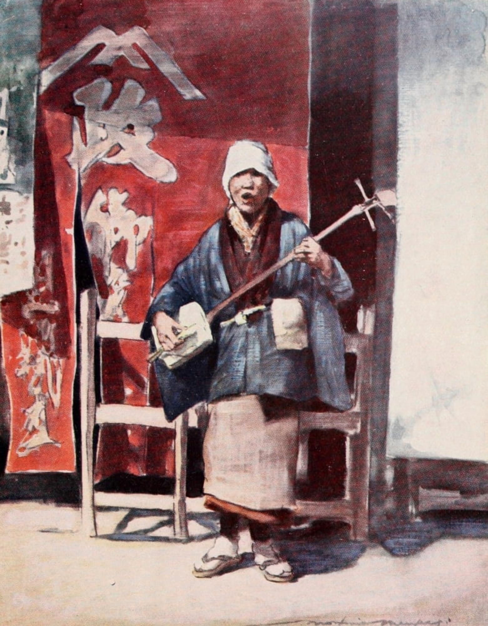 Japan 1901 Blind beggar Canvas Art - Mortimer Menpes (18 x 24)