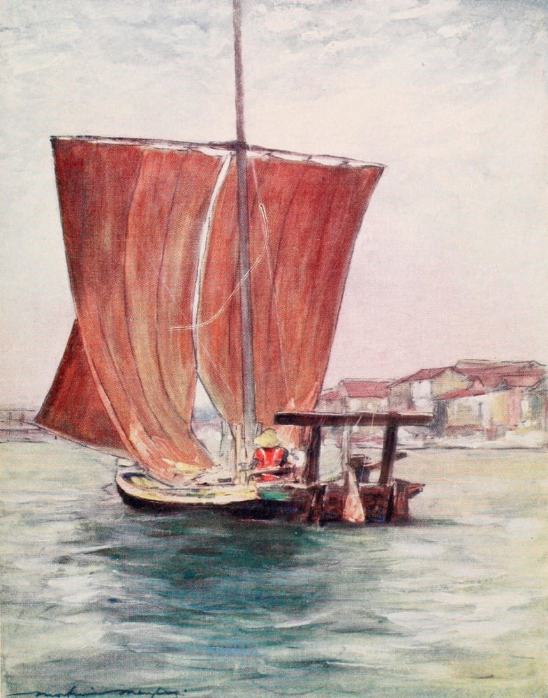 Japan 1901 Boat in the sun Canvas Art - Mortimer Menpes (18 x 24)