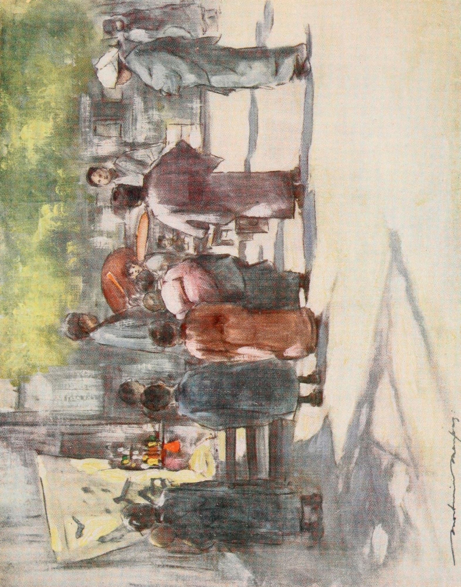 Japan 1901 In front of the stall Canvas Art - Mortimer Menpes (24 x 36)