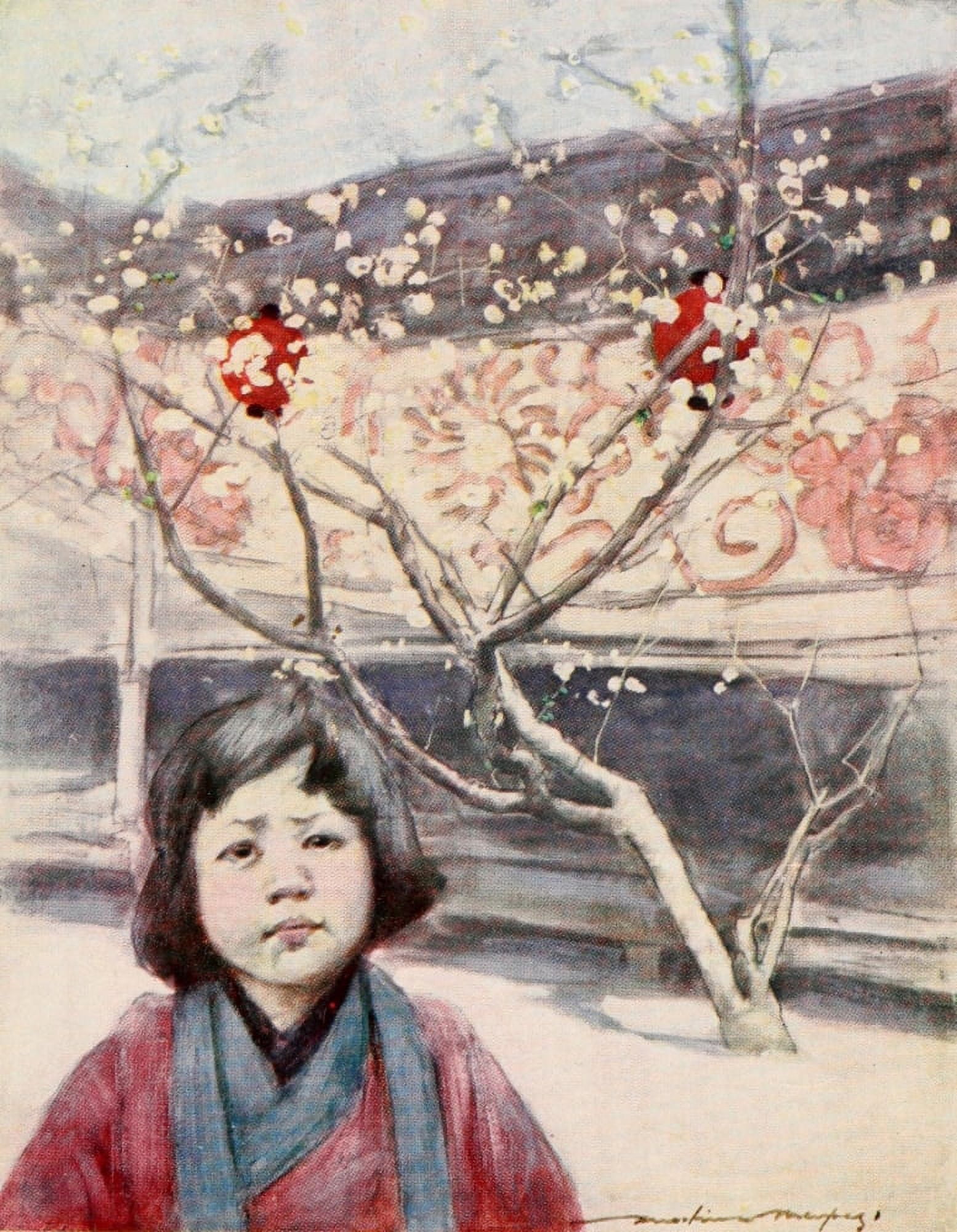 Japan 1901 Japanese girl in plum-colour Canvas Art - Mortimer Menpes (24 x 36)