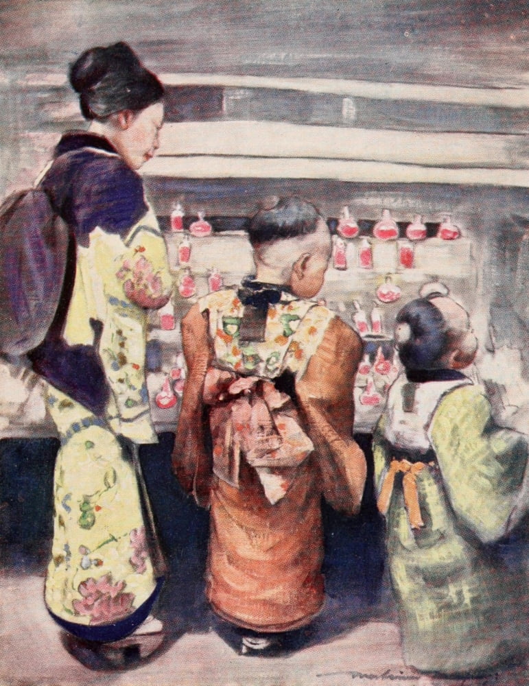 Japan 1901 Sugar-water stall Canvas Art - Mortimer Menpes (18 x 24)