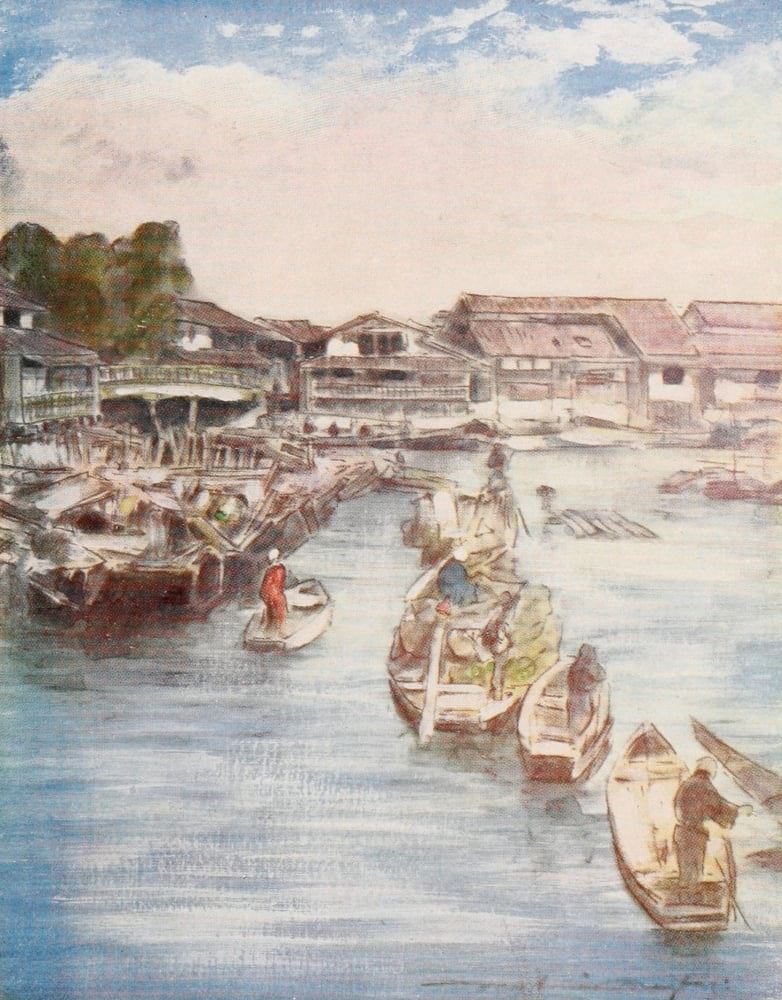 Japan 1901 The Venice of Japan Canvas Art - Mortimer Menpes (18 x 24)