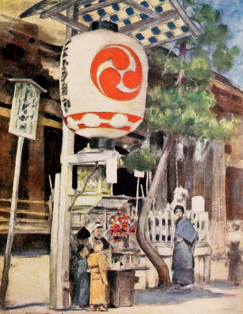 Japan 1901 The giant lantern Canvas Art - Mortimer Menpes (18 x 24)