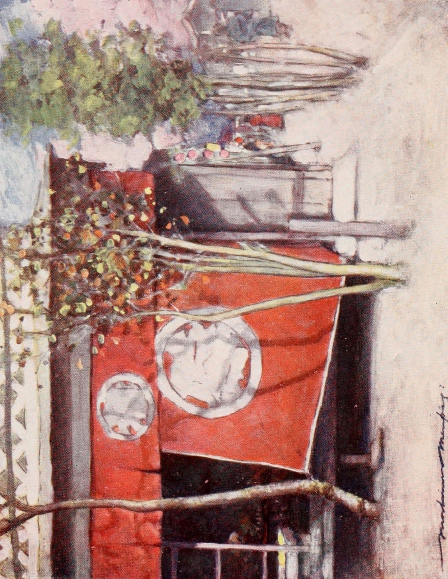 Japan 1901 The red curtain Canvas Art - Mortimer Menpes (24 x 36)