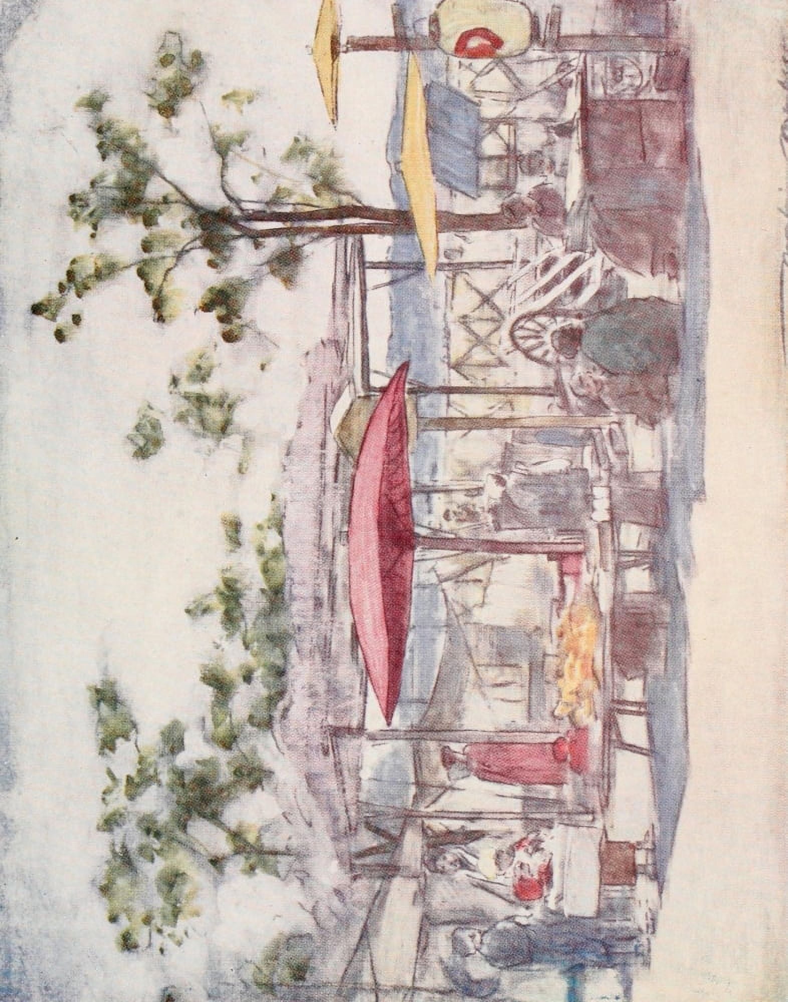 Japan 1901 The scarlet umbrella Canvas Art - Mortimer Menpes (18 x 24)