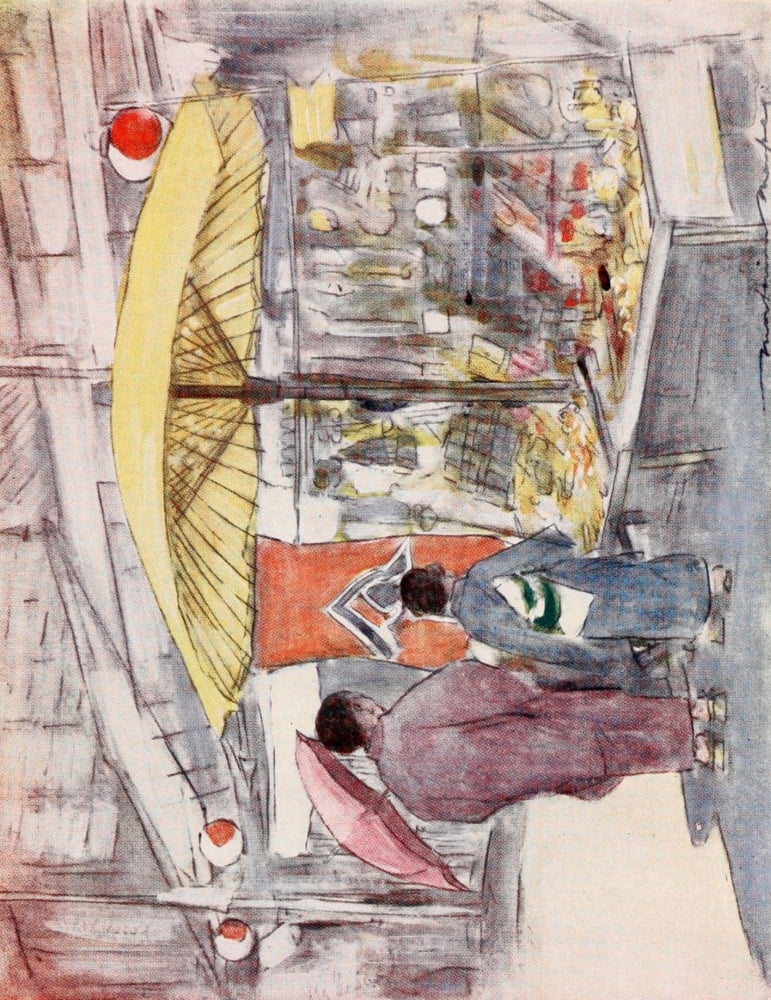 Japan 1901 The stall by the bridge Canvas Art - Mortimer Menpes (18 x 24)