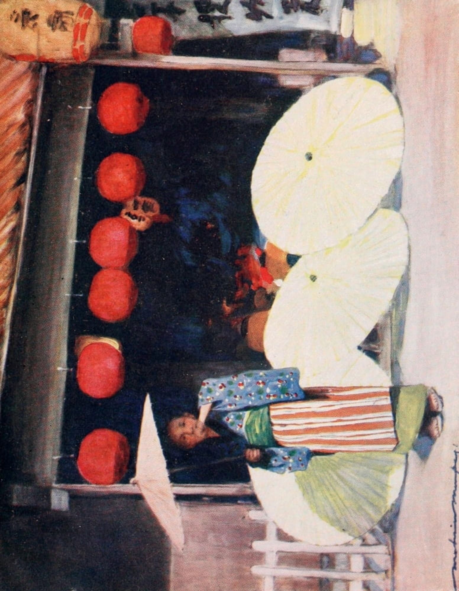 Japan 1901 Umbrellas & commerce Canvas Art - Mortimer Menpes (18 x 24)