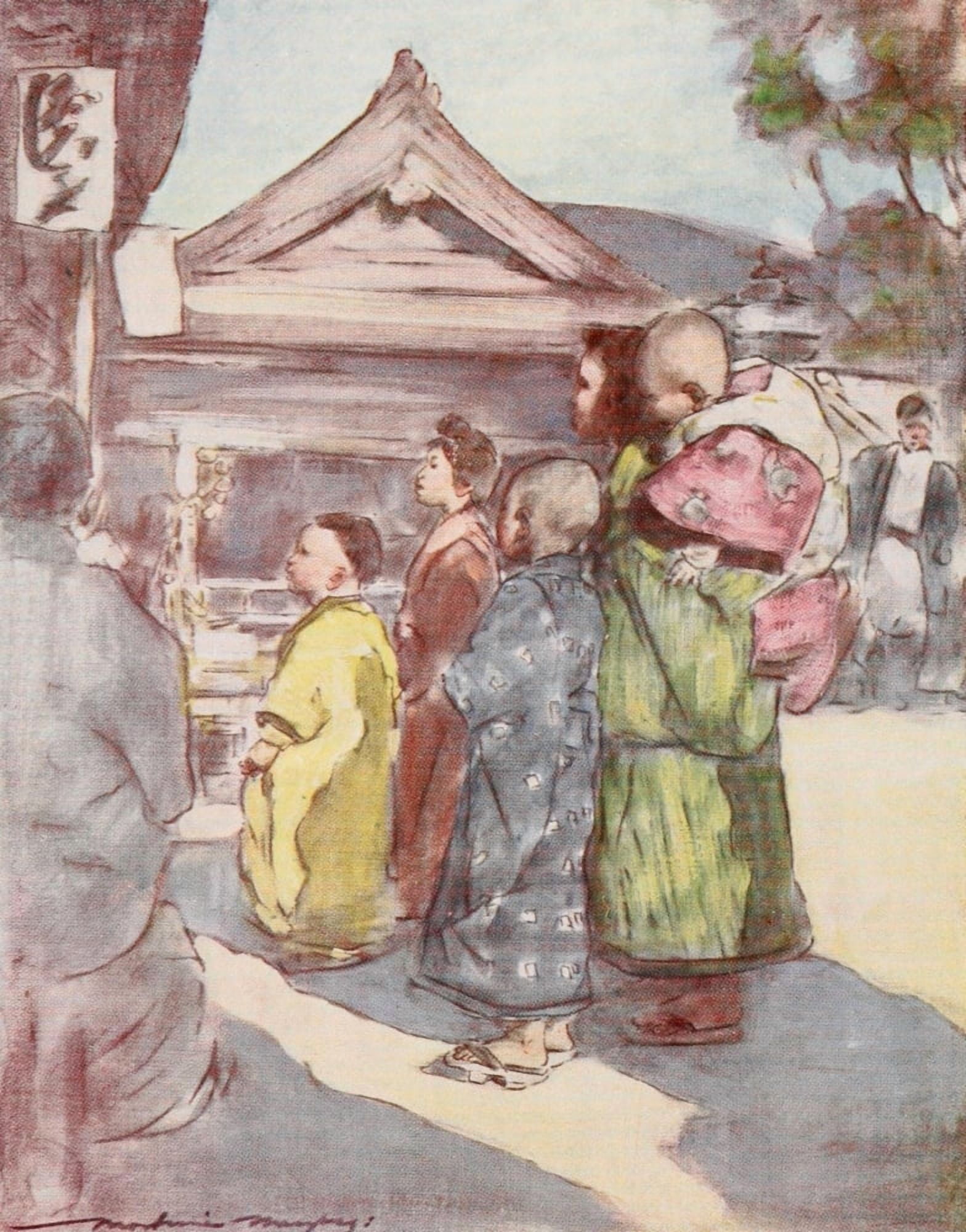 Japan 1901 Watching the Play Canvas Art - Mortimer Menpes (24 x 36)