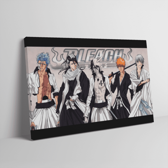 Japan Anime Canvas Inner Pine Wood Framed Wall Art,Bleach Poster Wall Decoration for Living Room Office Cabin Lodge Home Decor