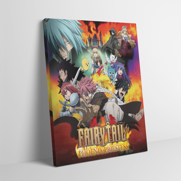 Japan Anime Canvas Inner Pine Wood Framed Wall Art,Fairy Tail Poster Wall Decoration for Living Room Office Cabin Lodge Home Decor