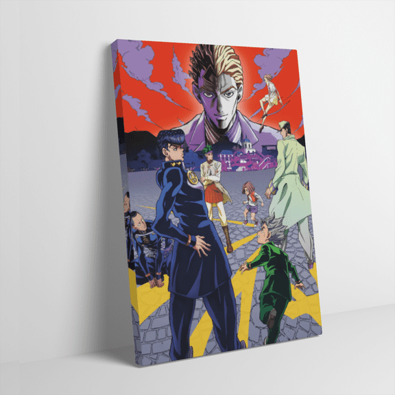 Japan Anime Canvas Inner Pine Wood Framed Wall Art,JoJo's Bizarre Adventure Poster Wall Decoration for Living Room Office Cabin Lodge Home Decor