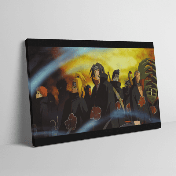 Japan Anime Canvas Inner Pine Wood Framed Wall Art,Naruto Poster Wall Decoration for Living Room Office Cabin Lodge Home Decor