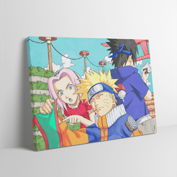 Japan Anime Canvas Inner Pine Wood Framed Wall Art,Naruto Poster Wall Decoration for Living Room Office Cabin Lodge Home Decor