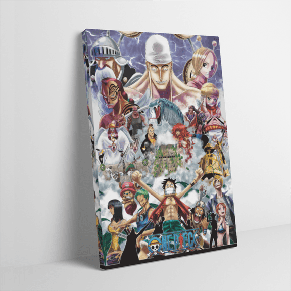 Japan Anime Canvas Inner Pine Wood Framed Wall Art,One Piece Poster Wall Decoration for Living Room Office Cabin Lodge Home Decor