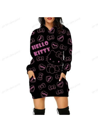 Anime HELLO KITTY Hoodies HELLO KITTY Print Pocket Jacket Hip Hop  Streetwear Sweatshirts Women Harajuku Casual Coats Y2K Tops 