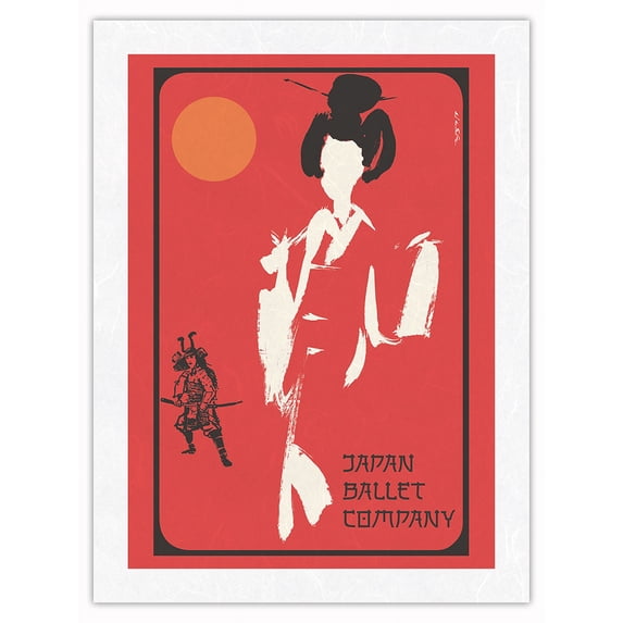 Japan Ballet Company (Cherry Blossom Tree) - Vintage Dance Poster by Dan Reisinger c.1964 - Japanese Unryu Rice Paper Art Print (Unframed) 18 x 24 in