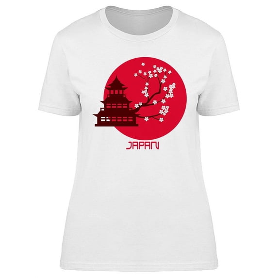 Japan Castle And Sakura T-Shirt Women -Image by Shutterstock, Female 3X-Large