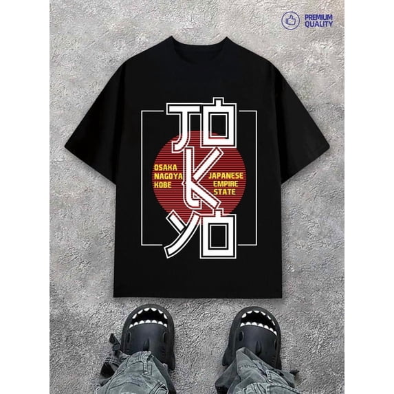 Greenink Japan City T-Shirt mens Exercise 180G 100% Cotton black gym Dumbbell Basic Unisex Shirt Graphic Tee tshirts Unique Design Unisex Shirt Short Sleeve tshirts