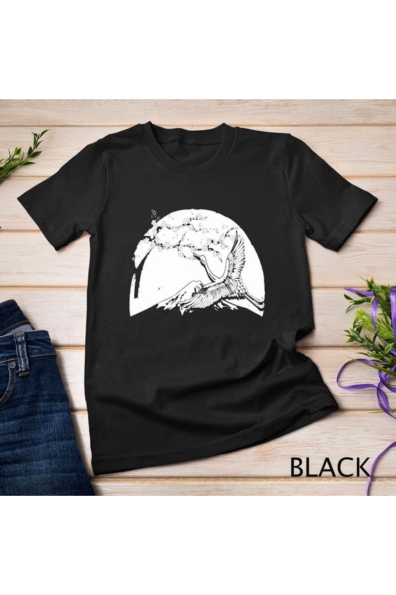 Japan Crane Stork Sakura Cherry Blossom Tree Japanese Art Graphic Tee,for men and women up to 5XL