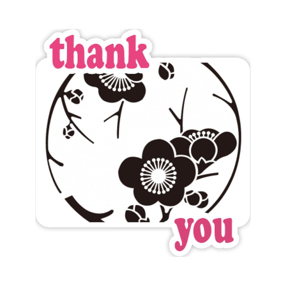 Japan Culture Cute Black Sakura Thank You Stickers Quote Grateful