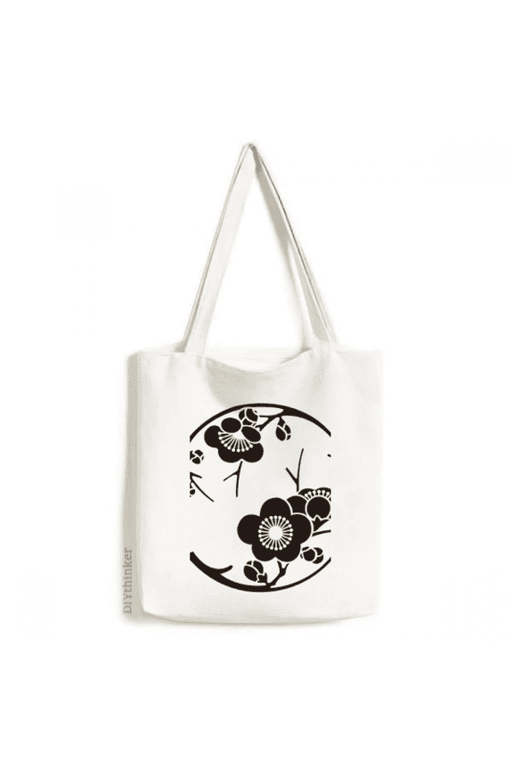 Japan Culture Cute Black Sakura Tote Canvas Bag Shopping Satchel Casual Handbag
