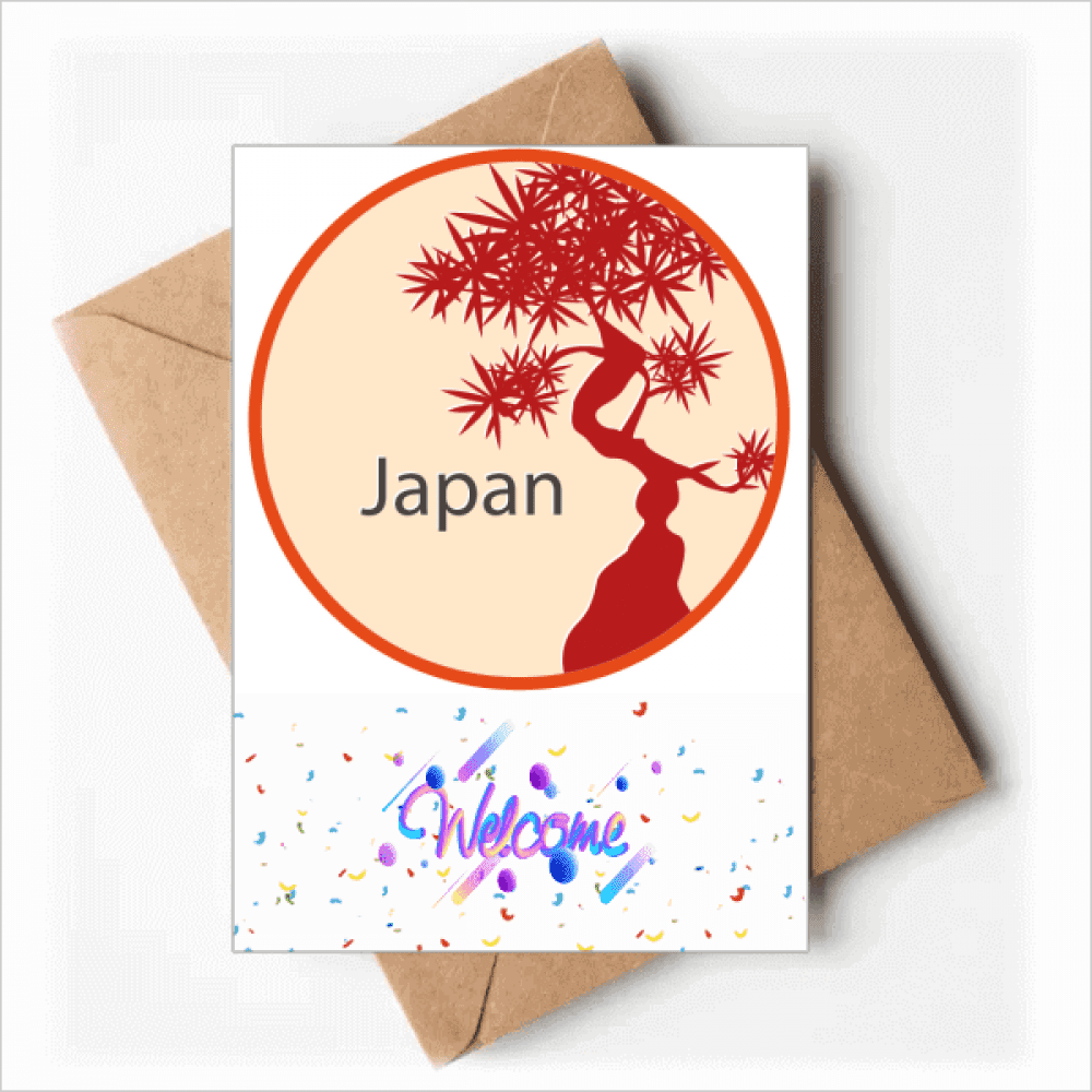 Japan Culture Red Tree Pattern Welcome Back Greeting Cards Envelopes Blank